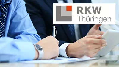 Beratungssituation mit RKW Thüringen Logo